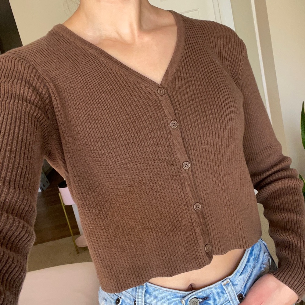 Brandy Melville Brown Button Up Cardigan